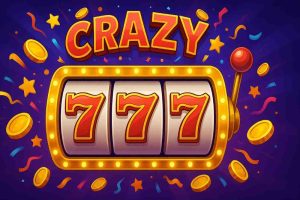Tela do jogo Crazy777 com símbolos de sete e frutas.