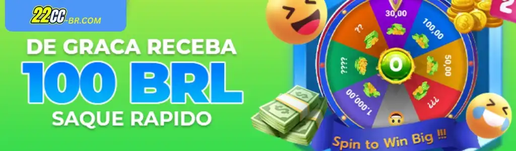 Banner de promoção com bônus do 22CC cassino