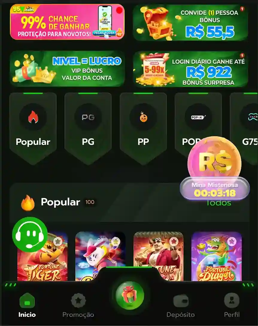 Tela de download do app 22CC Cassino